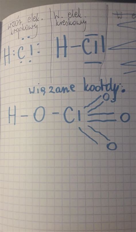 Narysuj wzór elektronowy kropkowy i kreskowy HCLO4 wiązanie