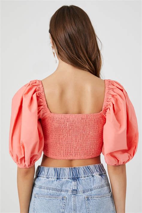 Puff Sleeve Smocked Crop Top Forever21us