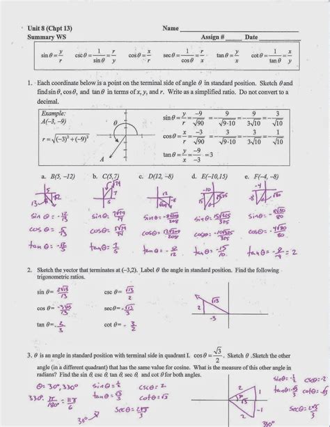 Mr Doran S Algebra 2 Trig Test Review