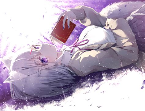 Download Fox Anime Girl Reading Book Wallpaper