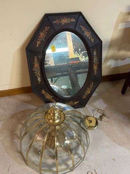 Base Mirror And Hanging Glass Light Fixture ByceAUCTION LTD Ohio