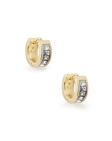 Jack Gold Huggie Earrings In White Crystal Kendra Scott