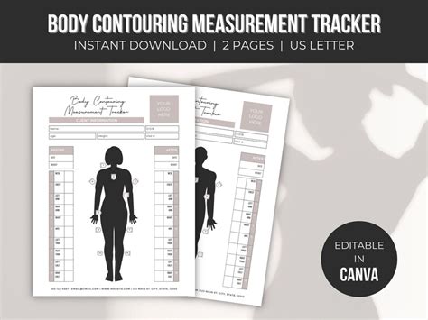 Editable Body Contouring Measurement Tracker Body Sculpting Etsy