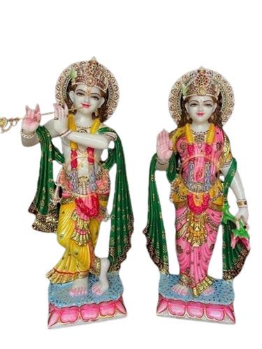 Multicolor Hindu Marble Radha Krishna Moorti For Worship At Best Price