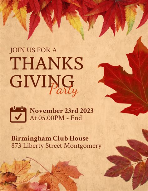 Thanksgiving Party Flyer Template Venngage