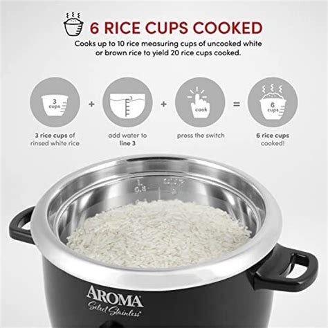 Aroma Select Stainless Rice Cooker And Warmer Uncoated Inner Pot 3 Cup 6 Cup 12qt Ebay