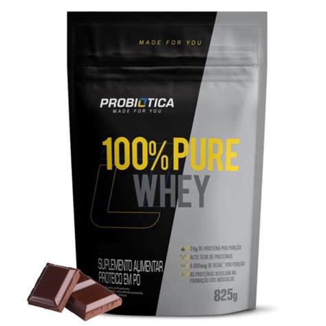 100 Pure Whey Protein Chocolate 825g Refil Probiótica No Shoptime