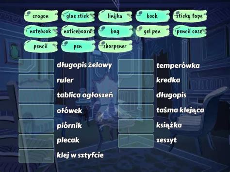 Przedmioty Ucznia Po Angielsku Match Up