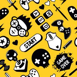 Gamer Doodle Seamless Pattern Royalty Free Vector Image