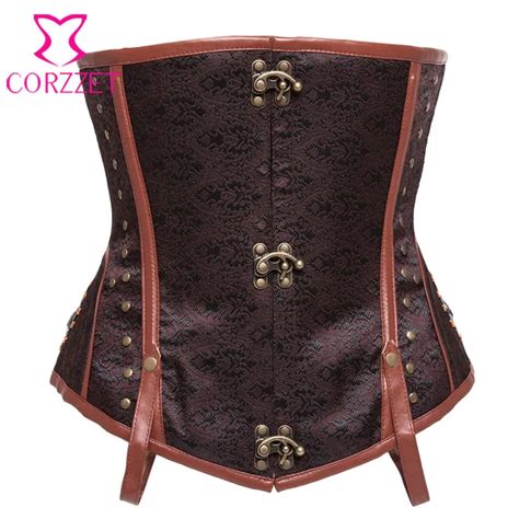 Brown Brocade Steel Boned Waist Slimming Corsets Plus Size Corset