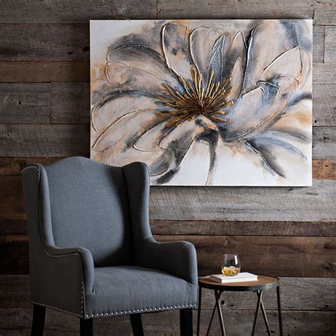 Gold And Gray Bloom Canvas Art Kirklands Canvas Art Decor Unique