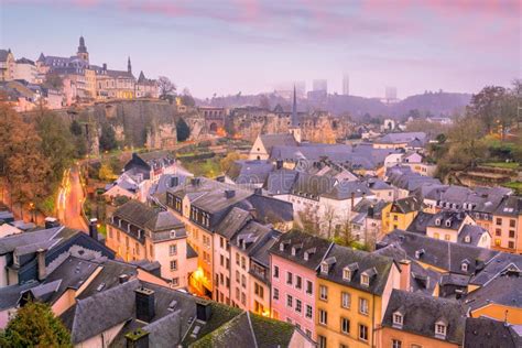 Skyline of Old Town Luxembourg City from Top View Stock Photo - Image ...