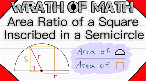 Area Ratio Of Square Inscribed In A Semicircle Geometry Youtube