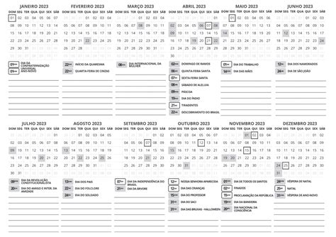 Calendario Feriados Fazendo A Nossa Festa