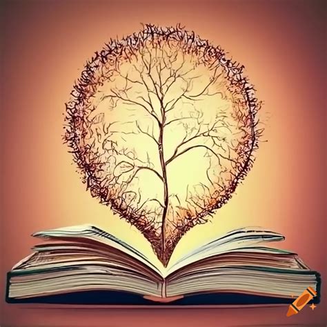 Open Book With A Tree Illustration