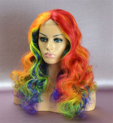 Wavy Rainbow Coloured Lace Front 20 Luxuryandchampagne