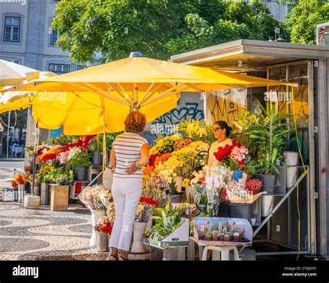 Lisbon Portugal Rossio Square Flower Hi Res Stock Photography And