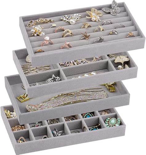 N A A 4 Jewelry Boxes Trays Organizer Stackable Storage Box