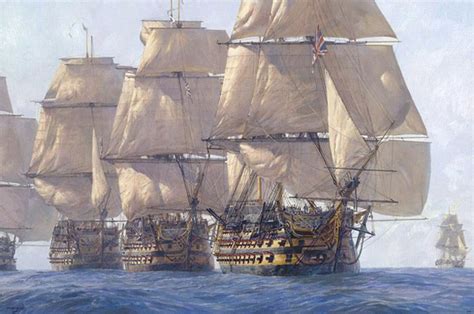 an oil painting of three ships in the ocean