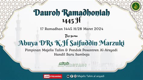 Live Dauroh Ramadhan Hari Ke Ramadhan Maret