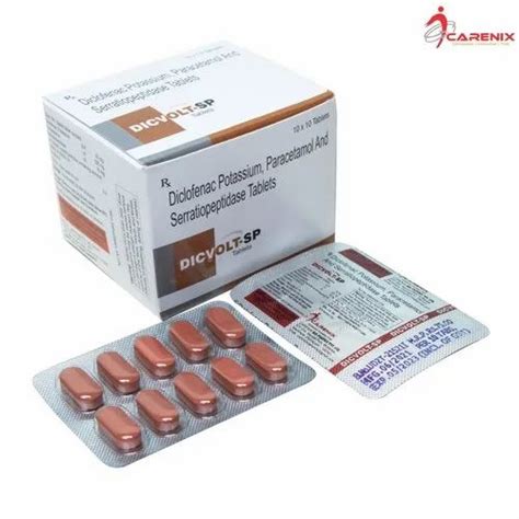 Diclofenac Potassium 50 Mg Paracetamol 325 Mg Serratiopeptidase 10 Mg At Rs 750box