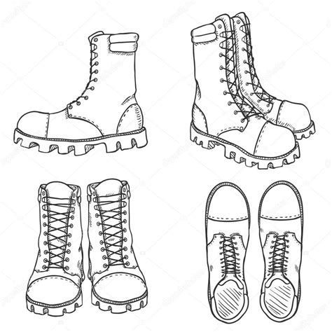 Set Of High Leather Army Boots Stock Vector By Nikiteev