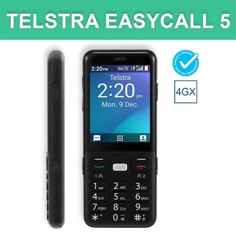 Mobile Phones And Internet Telstra Easycall 5 Black 4g 4gx Blue Tick Seniors Big Button Sos T503