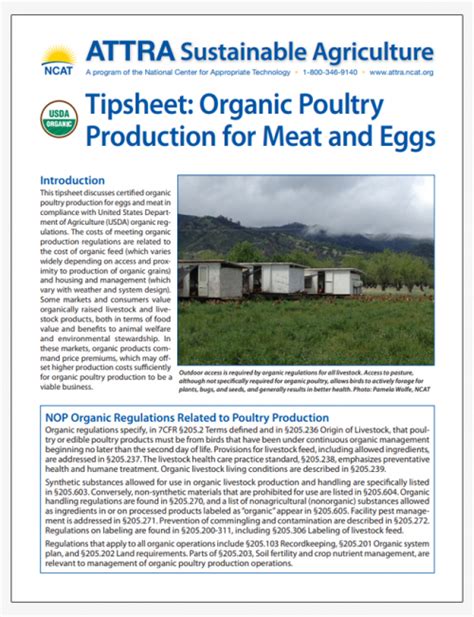 Tipsheet Organic Poultry Production For Meat And Eggs Attra