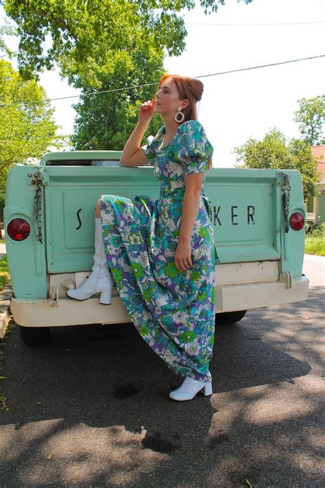 1960s Floral Maxi Dress Gem