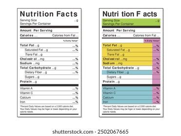 Nutrition Facts Label Vector Templates Stock Vector Royalty Free