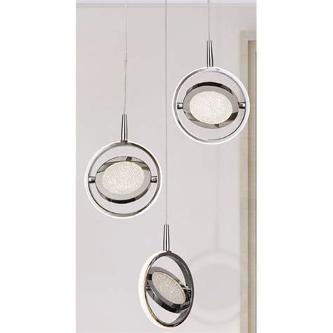 Gyroscope 3 LED Ring Multi Drop Pendant Light In Chrome Furniture In