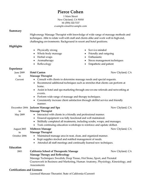 New Massage Therapist Resume Examples Estiayundarie