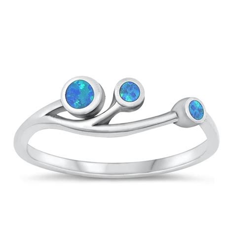 Choose Your Color Blue Simulated Opal Ring Sterling Silver