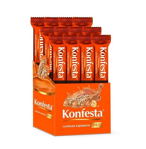 Конфеты KONFESTA DUO соленая карамель с хрустящей вафлей, 12шт*38гр ...