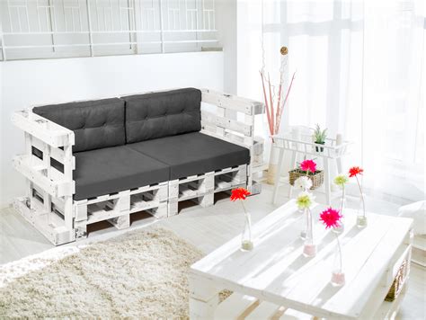 PALETTI 2 Sitzer Sofa Aus Paletten Weiss Lackiert Ohne Armlehnen