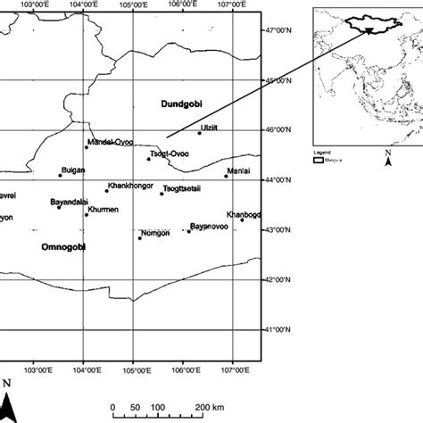 Gobi Desert Aimags Provinces And Soums Districts Selected For