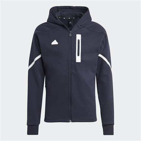 Mens Clothing Designed For Gameday Full Zip Hoodie Blue Adidas