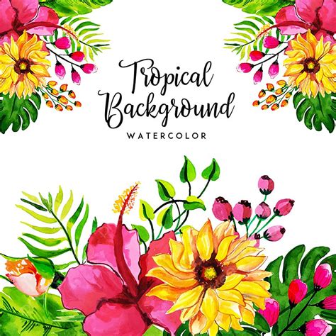 Watercolor Tropical Flowers Clipart | Best Flower Site