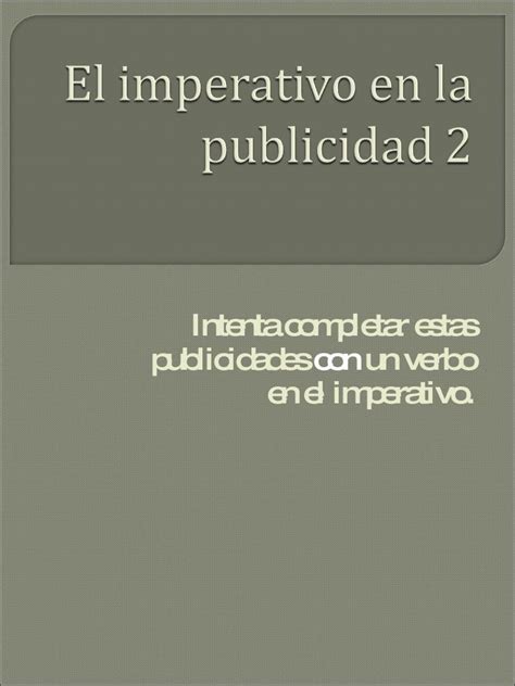 A Book Cover With The Words El Imperativo En La Publicidad