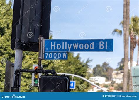 The Hollywood Boulevard Street Sign In Hollywood California Usa On