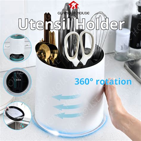 SG 360 Rotating Kitchen Organiser Utensils Shelf Cutlery And Knife