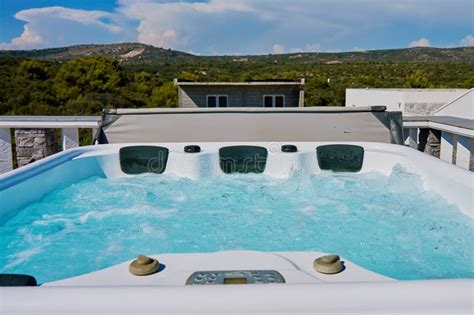 Outdoor Hot Tub On Rooftop Deck Stock Photo Image Of Outdoor Tranquil