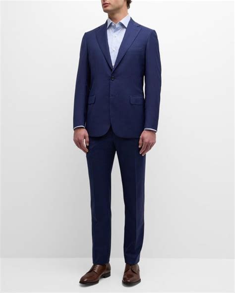 Brioni Tonal Check Wool Suit In Blue For Men Lyst