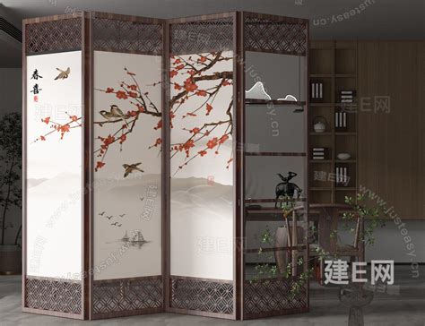 【新中式屏风3d模型】建e网新中式屏风3d模型下载 Id104094093 打造3d新中式屏风模型免费下载平台