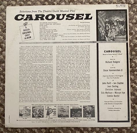 Carousel Original Cast Album Decca Dl 9020 1955 Vintage Vinyl Lp Record Album Ebay