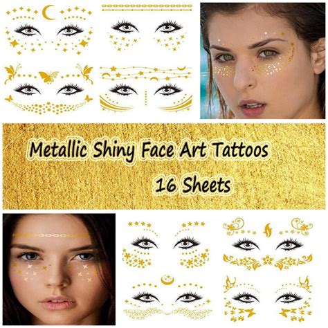 Buy Sheets Face Tattoo Sticker Freckle Sticker Face Metallic Gold