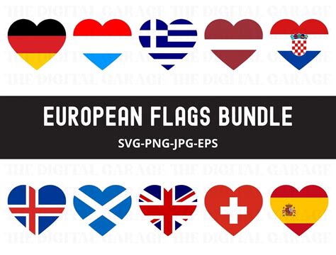 Europe Flag SVG PNG, European Country Flags, Heart Flags Svg, European ...