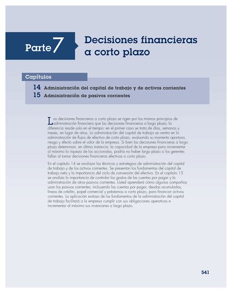 Capital De Trabajo Leanlo 541 Parte 7 Decisiones Financieras A