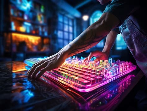 Un clavier de jeu mécanique rgb Photo Premium