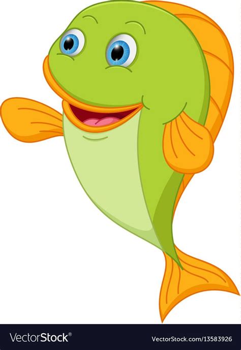 Vector Illustration Of Happy Fish Cartoon Presenting Download A Free